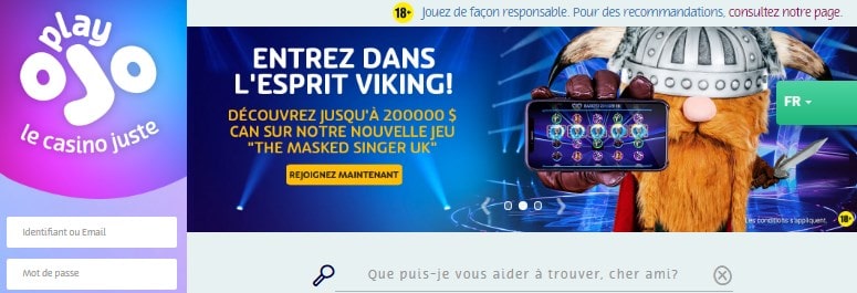 Bonus de bienvenue de PlayOjo Casino