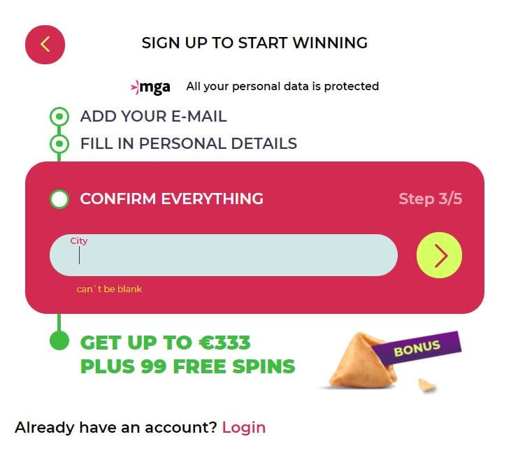 Maneki Casino Registration Step 10