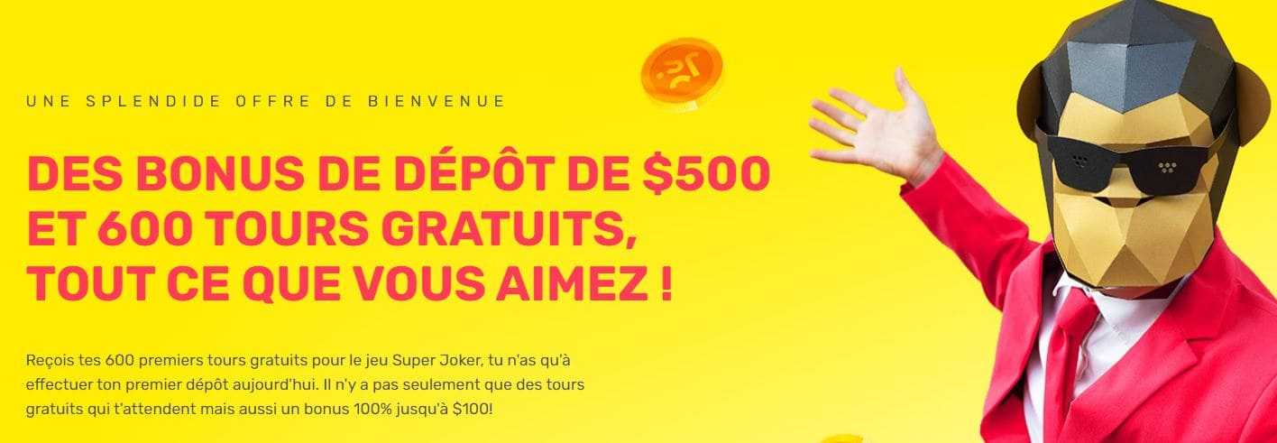 Prime de bienvenue Just Spin