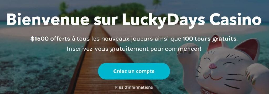 Prime de bienvenue de Lucky Days