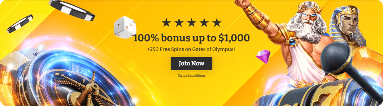 Banner advertising the Lucky Spins Casino bonus of up to $1,000.