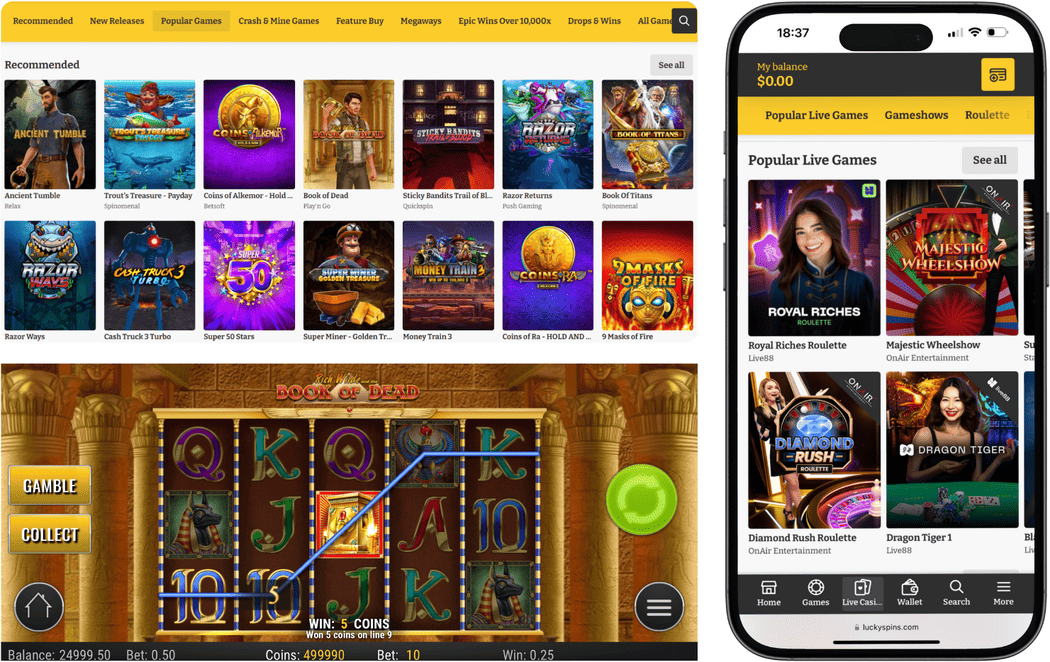 The slots section features an expansive array of titles from top-tier providers like Pragmatic Play, Netent, Quickspin, and Red Tiger, among others. You can find everything from classic Vegas-styled slots to innovative “Crash and Mine Games,” plus video slots that utilize features like “Cluster Pays” and “Win Both Ways.” New games are consistently added to enhance variety.