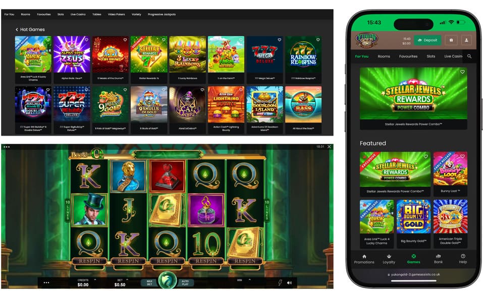Screenshots of games at Yukon Gold Casino