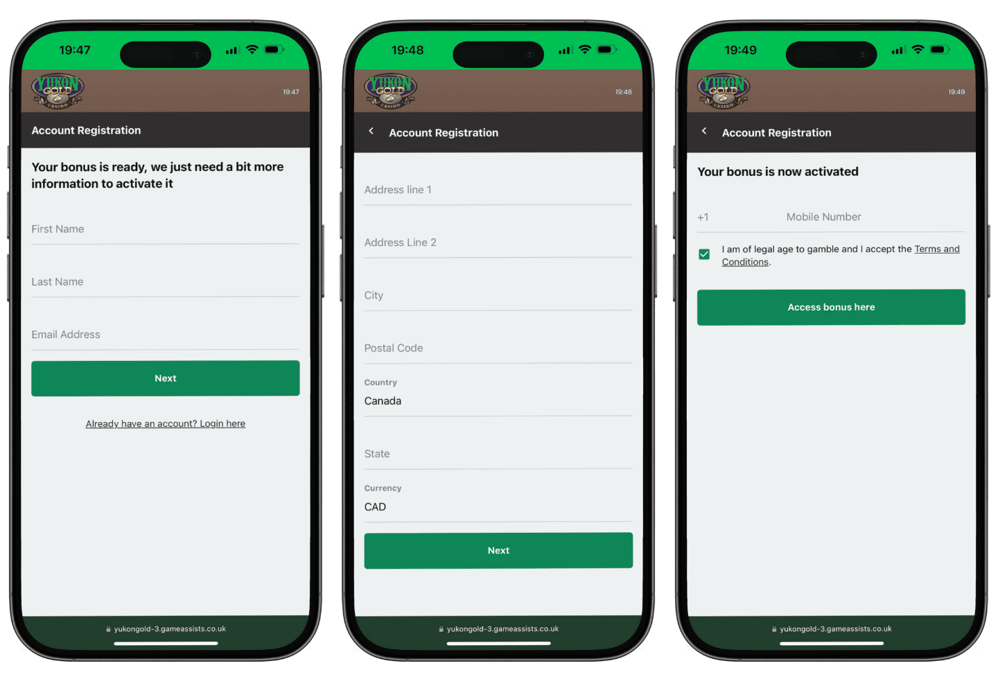 This will establish your profile at Yukon Gold Casino. However, before you can dive into any games, you must verify your identity and address through a government-issued identification and a utility bill or bank statement. Once your information is confirmed by the operator, you can follow these steps to start wagering:
